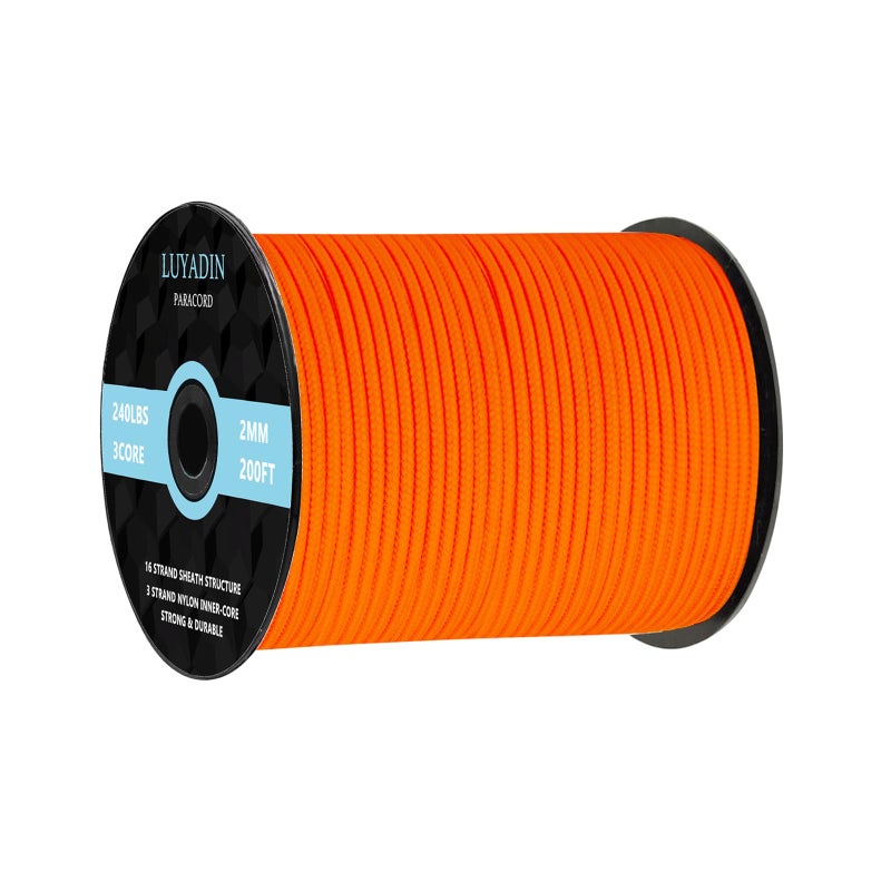 LUYADIN Paracord 240lb - Diameter 2mm Micro Utility Cord -3 Strand Parachute Spool Cord - 100ft 200ft,Paracord for Camping,Hiking,Fishing,Outdoor and DIY - Image 1